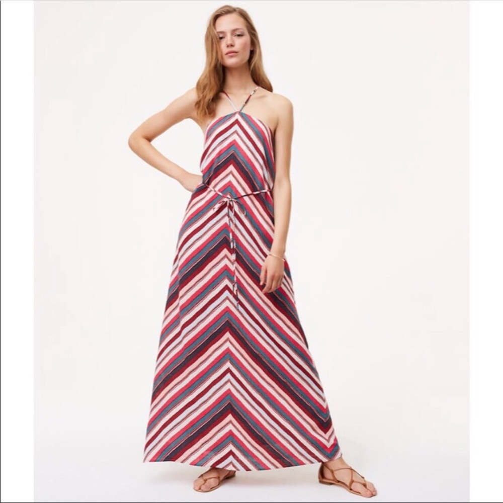 LOFT Striped Chevron Maxi Dress